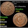 Image 1 : 1863 Union F-700-c3A Civil War Token 1c Grades xf