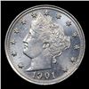Image 2 : 1901 Liberty Nickel 5c Grades Choice+ Unc