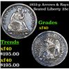 Image 1 : 1853-p Arrows & Rays Seated Liberty Quarter 25c Grades xf