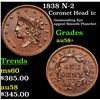 Image 1 : 1838 N-2 Coronet Head Large Cent 1c Grades Choice AU/BU Slider+