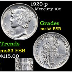 1920-p Mercury Dime 10c Grades Select Unc FSB