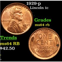 1929-p Lincoln Cent 1c Grades Choice Unc RB