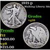 Image 1 : 1921-p Walking Liberty Half Dollar 50c Grades vg+