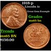 Image 1 : 1918-p Lincoln Cent 1c Grades GEM Unc BN