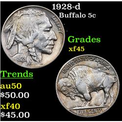 1928-d Buffalo Nickel 5c Grades xf+