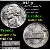 Image 1 : 1943-p Jefferson Nickel 5c Grades Choice Unc+ 5fs