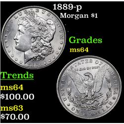 1889-p Morgan Dollar $1 Grades Choice Unc