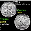 Image 1 : 1936-p Walking Liberty Half Dollar 50c Grades Choice Unc