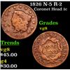 Image 1 : 1826 N-5 R-2 Coronet Head Large Cent 1c Grades vg, very good