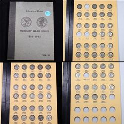 Near Complete Mercury Dime Book 1916-1945 75 coins Grades