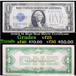 1928A $1 Blue Seal Silver Certificate vf+