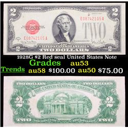 1928G $2 Red seal United States Note Select AU