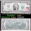 Image 1 : 1976 $2 Federal Reserve Note 1st Day of Issue, with Stamp Gem++ CU