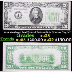 1934 $20 Green Seal Federal Reserve Note (Kansas City, MI) Choice AU/BU Slider