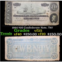1864 $20 Confederate Note, T67 vf+