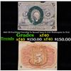 Image 1 : 1863 US Fractional Currency 5c Second Issue fr-1232 Washington In Oval xf