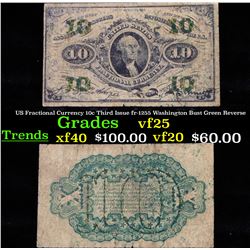 US Fractional Currency 10c Third Issue fr-1255 Washington Bust Green Reverse vf+