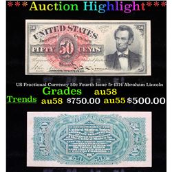 ***Auction Highlight*** US Fractional Currency 50c Fourth Issue fr-1374 Abraham Lincoln Choice AU/BU
