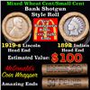 Image 1 : Mixed small cents 1c orig shotgun roll, 1919-s Wheat Cent, 1892 Indian Cent other end, McDonalds Wra