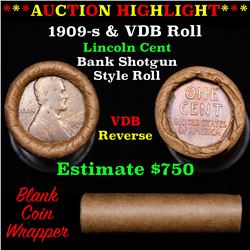 Lincoln Wheat cent 1c orig roll, 1909-s end, VDB other end