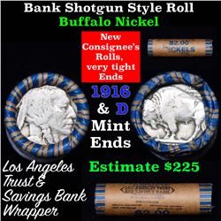 Buffalo Nickel Shotgun Roll in Old Bank Style 'Los Angeles Trust And Savins Bank'  Wrapper 1916 & d 