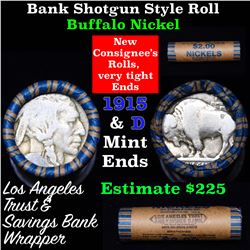 Buffalo Nickel Shotgun Roll in Old Bank Style 'Los Angeles Trust And Savins Bank'  Wrapper 1915 & d 