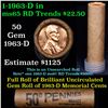 Image 1 : Uncirculated shotgun Lincoln 1c roll, 1963-d  50 pcs Brandt Wrapper