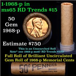 Uncirculated shotgun Lincoln 1c roll, 1968-p 50 pcs Brandt Wrapper