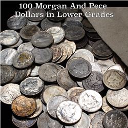 ***Auction Highlight*** 100 Morgan And Pece Dollars in Lower Grades (fc)