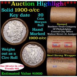 ***Auction Highlight*** Full solid Key date 1900-o/cc Morgan silver dollar roll, 20 coins (fc)
