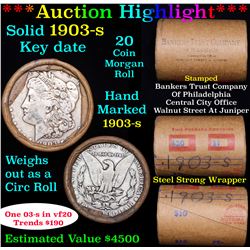 ***Auction Highlight*** Full solid Key date 1903-s Morgan silver dollar roll, 20 coi (fc)