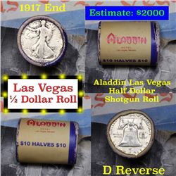 ***Auction Highlight*** Old Casino 50c Roll $10 In Halves Aladdin Hotel Las Vegas 1917 Walker & 'S' 