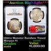 Image 1 : ***Auction Highlight*** 1884-o Monster Rainbow Toned Morgan Dollar $1 Graded ms64 By NGC (fc)
