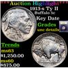 Image 1 : ***Auction Highlight*** 1913-s Ty II Buffalo Nickel 5c Graded Unc Details By USCG (fc)