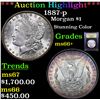 Image 1 : ***Auction Highlight*** 1887-p Morgan Dollar $1 Graded GEM++ Unc By USCG (fc)