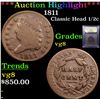 Image 1 : ***Auction Highlight*** 1811 Classic Head half cent 1/2c Graded vg, very good By USCG (fc)