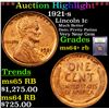 Image 1 : ***Auction Highlight*** 1921-s Lincoln Cent 1c Graded Choice+ Unc RB By USCG (fc)