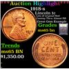 Image 1 : ***Auction Highlight*** 1918-s Lincoln Cent 1c Graded GEM Unc BN BY USCG (fc)