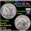 Image 1 : ***Auction Highlight*** 1833 O-107 R3 Capped Bust Half Dollar 50c Graded Select Unc By USCG (fc)