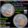 Image 1 : ***Auction Highlight*** 1901-o Rainbow Toned Barber Dime 10c Graded GEM+ Unc By USCG (fc)