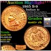 Image 1 : ***Auction Highlight*** 1865 S-9 Indian Cent 1c Graded Gem+ Unc RB By USCG (fc)