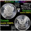 Image 1 : ***Auction Highlight*** 1883-p Morgan Dollar $1 Graded Choice Unc DMPL BY USCG (fc)