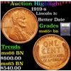 Image 1 : ***Auction Highlight*** 1919-s Lincoln Cent 1c Graded GEM+ Unc BN By USCG (fc)