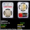 Image 1 : NGC 1883-o Morgan Dollar $1 Graded ms63 By NGC