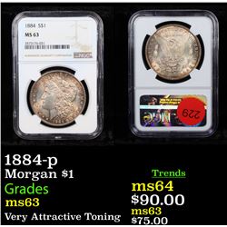 NGC 1884-p Morgan Dollar $1 Graded ms63 By NGC