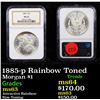 Image 1 : NGC 1885-p Rainbow Toned Morgan Dollar $1 Graded ms63 By NGC