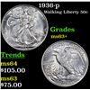 Image 1 : 1936-p Walking Liberty Half Dollar 50c Grades Select+ Unc