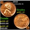 Image 1 : Proof 1942 Lincoln Cent 1c Grades Select+ Proof Red