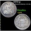 Image 1 : 1870-p Seated Liberty Half Dime 1/2 10c Grades vg+