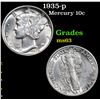 Image 1 : 1935-p Mercury Dime 10c Grades Select Unc